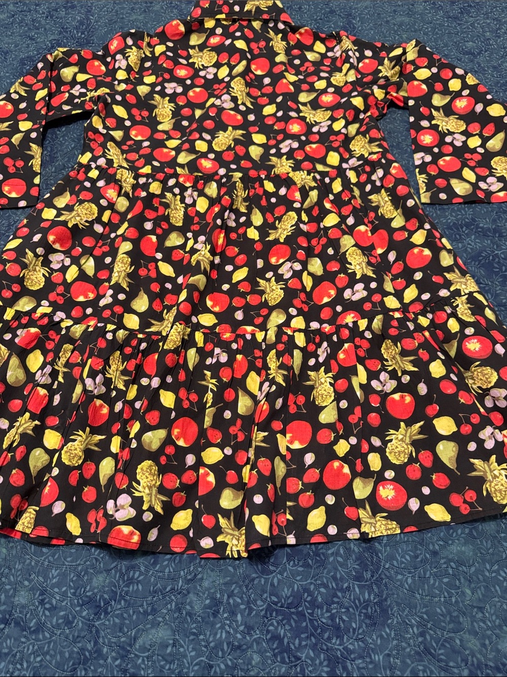 Dress Addict Fruit Print Tiered Button-Up Dress. Size S - Picture 5 of 6